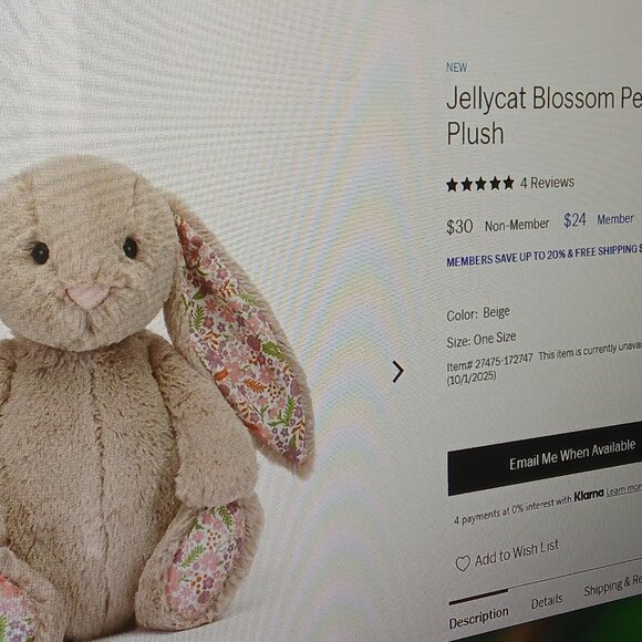 Jellycat Blossom Petal Bunny Plush - Picture 3 of 3